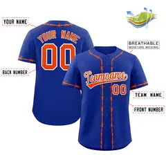 Royal Orange Thorns Ribbed Classic Authentic Baseball Jersey 2