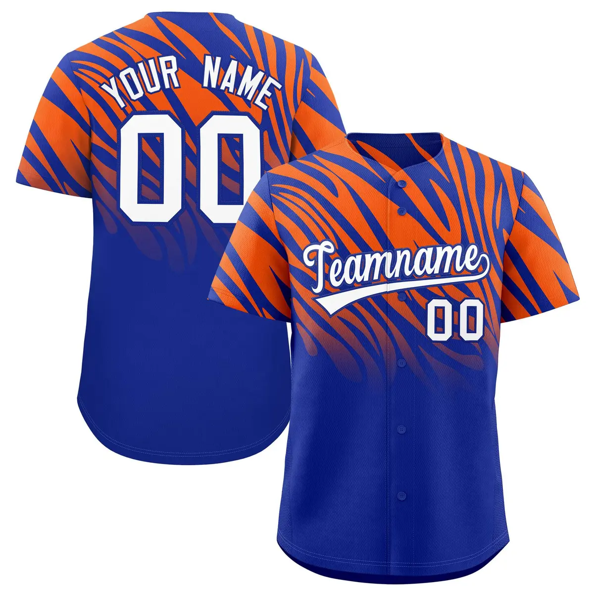 Royal Orange Tiger Stripe Gradient Baseball Jersey