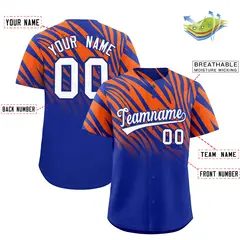 Royal Orange Tiger Stripe Gradient Baseball Jersey 2