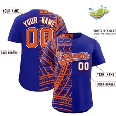 Royal Orange Tribal Split Baseball Jersey 2