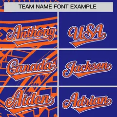 Royal Orange Tribal Split Baseball Jersey 3