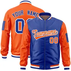 Royal Orange Two-Tone Varsity Letterman Bomber Jacket