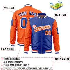 Royal Orange Two-Tone Varsity Letterman Bomber Jacket 2