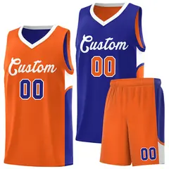 Royal Orange U-shaped Pattern Double Side Basketball Jersey
