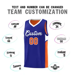 Royal Orange U-shaped Pattern Double Side Basketball Jersey 4