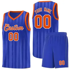 Royal Orange Vertical Stripe Basketball Team Jersey