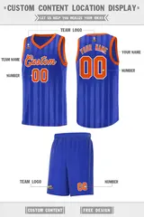 Royal Orange Vertical Stripe Basketball Team Jersey 2