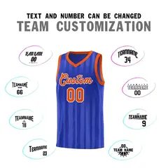 Royal Orange Vertical Stripe Basketball Team Jersey 3