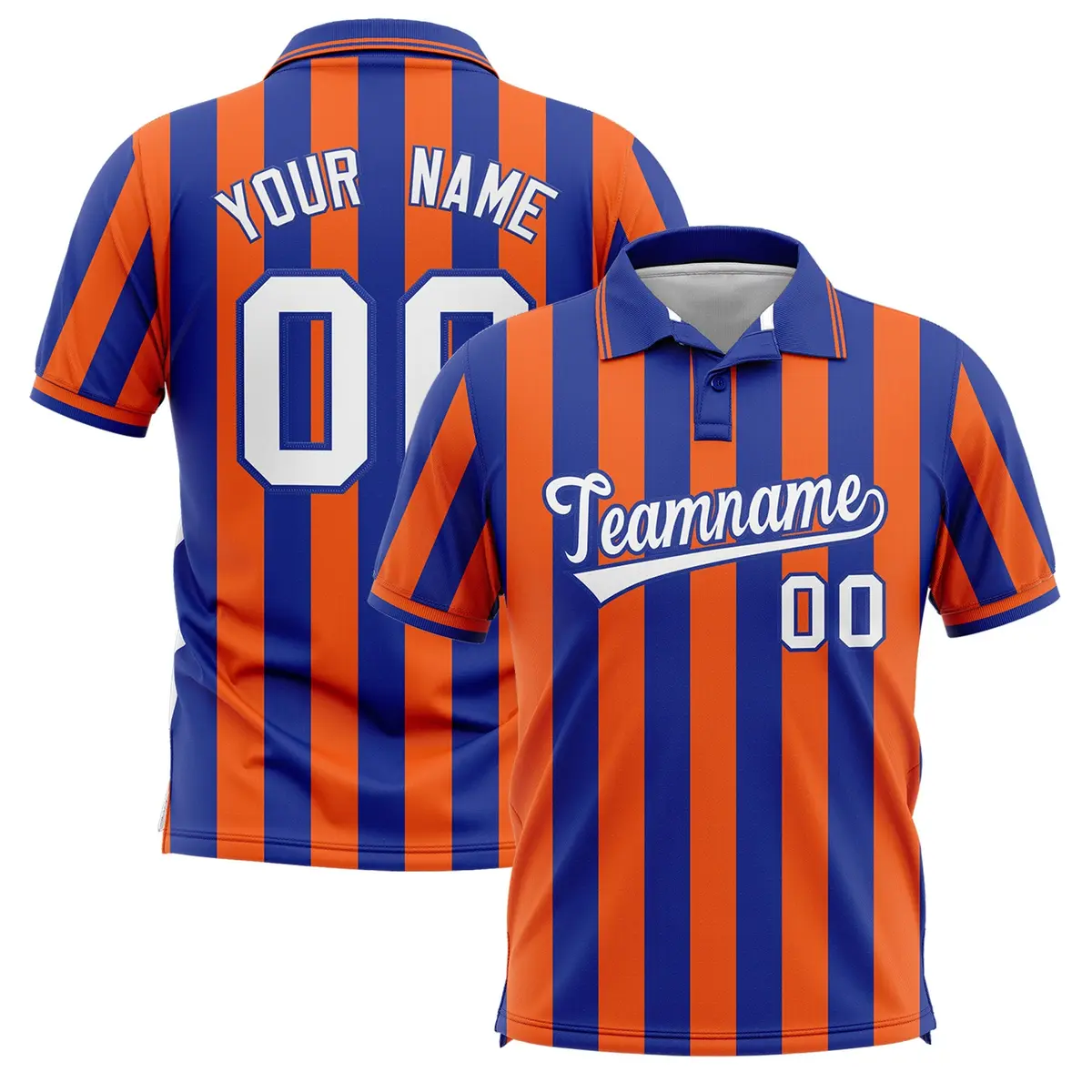 Royal Orange Vertical Stripes Performance Polo Shirt