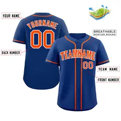 Royal Orange White Bull Classic Authentic Baseball Jersey 2