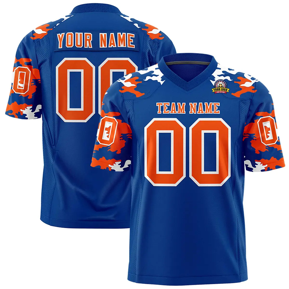 Royal Orange-White Camo Authentic Football Jersey
