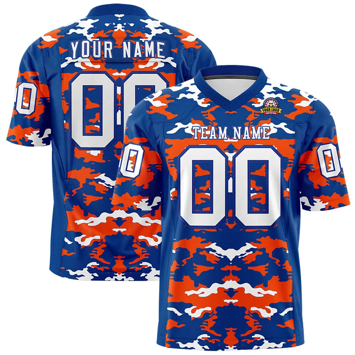 Royal Orange-White Camo Authentic Football Jersey