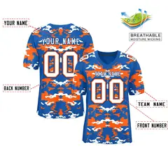 Royal Orange-White Camo Authentic Football Jersey 2