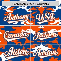 Royal Orange-White Camo Full-Zip Letterman Bomber Jacket 3