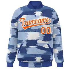 Royal Orange-White Camo Varsity Letterman Bomber Jacket 3