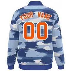 Royal Orange-White Camo Varsity Letterman Bomber Jacket 4