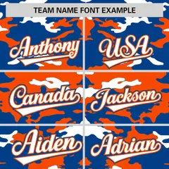 Royal Orange-White Camo Varsity Letterman Jacket 3