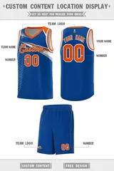Royal Orange-White Chest Color Block Basketball Jersey 2