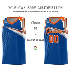 Royal Orange-White Chest Color Block Basketball Jersey 3