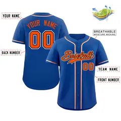 Royal Orange-White Classic Authentic Baseball Jersey 2