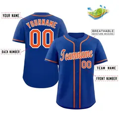 Royal Orange-White Classic Authentic Baseball Jersey 2