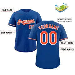 Royal Orange-White Classic Authentic Baseball Jersey 2