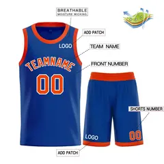 Royal Orange-White Classic Curved Sets Basketball Jersey 3