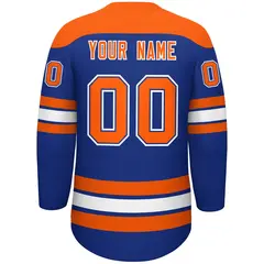 Royal Orange White Classic Lace-Up Neck Hockey Jersey 4
