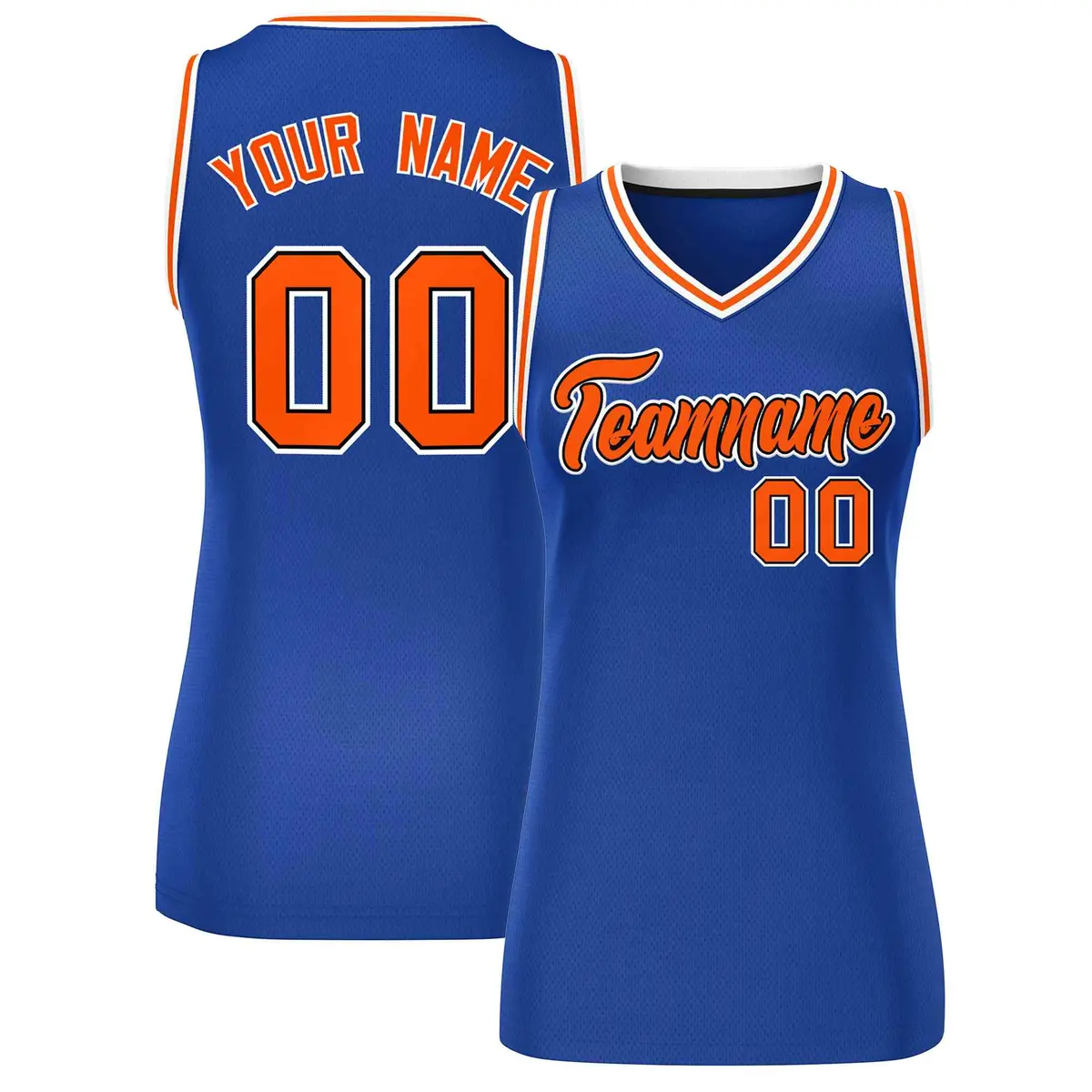 Royal Orange-White Classic Mesh Basketball Jersey for Women
