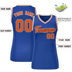Royal Orange-White Classic Mesh Basketball Jersey for Women 2
