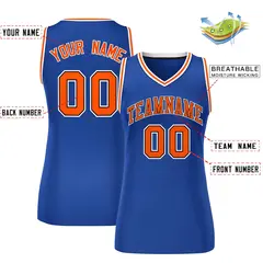 Royal Orange-White Classic Mesh Basketball Jersey for Women 2