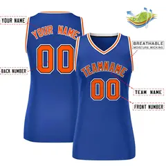 Royal Orange-White Classic Mesh Basketball Jersey for Women 2