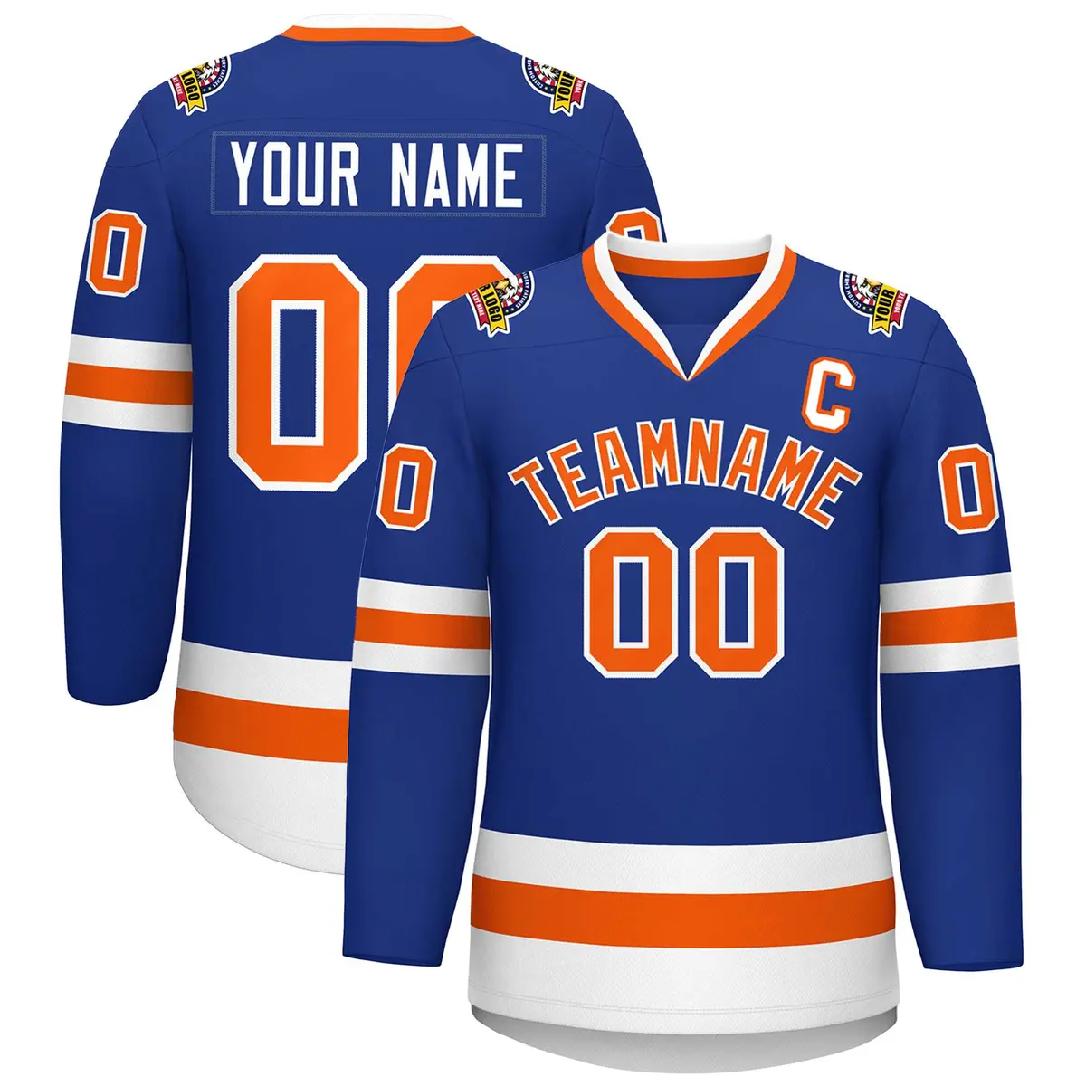 Royal Orange-White Classic Style Hockey Jersey