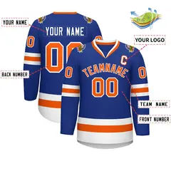 Royal Orange-White Classic Style Hockey Jersey 2