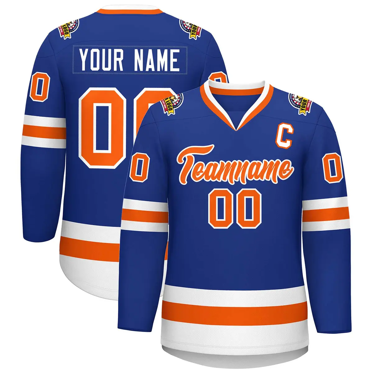 Royal Orange-White Classic Style Hockey Jersey