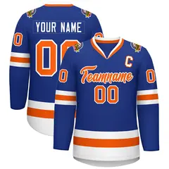 Royal Orange-White Classic Style Hockey Jersey 1