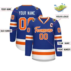 Royal Orange-White Classic Style Hockey Jersey 2
