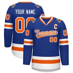 Royal Orange-White Classic Style Hockey Jersey