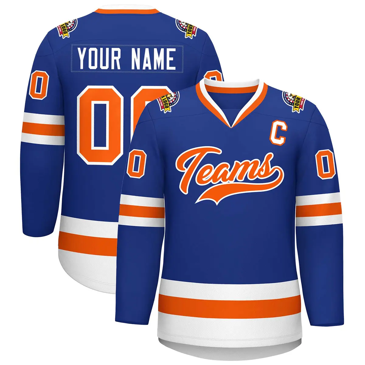 Royal Orange-White Classic Style Hockey Jersey