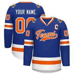 Royal Orange-White Classic Style Hockey Jersey 1