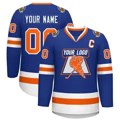 Royal Orange-White Classic Style Hockey Jersey 1