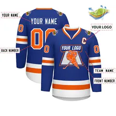 Royal Orange-White Classic Style Hockey Jersey 2
