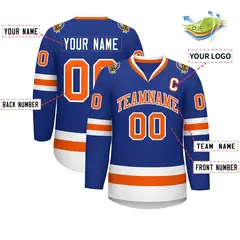 Royal Orange-White Classic Style Hockey Jersey 2