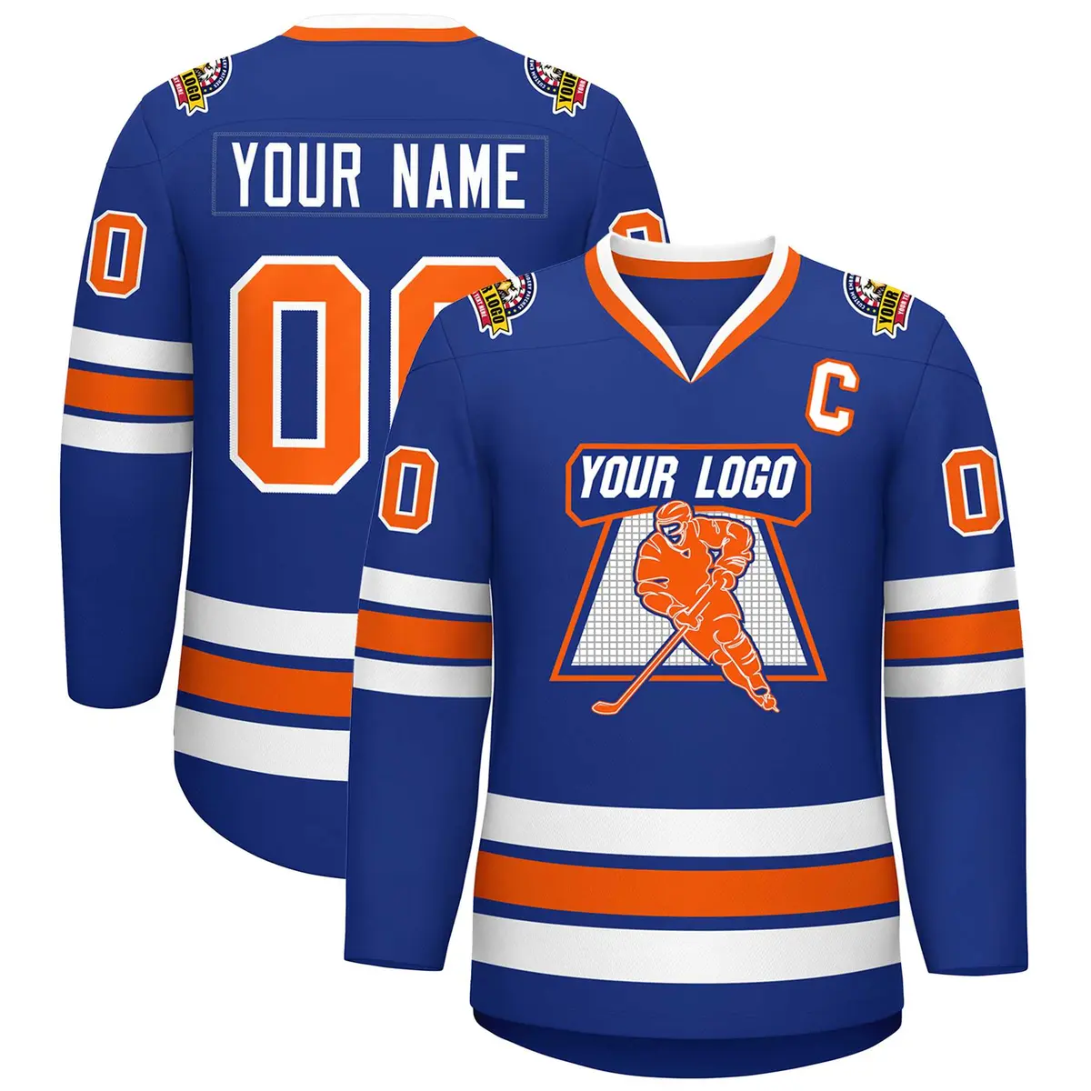 Royal Orange-White Classic Style Hockey Jersey