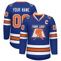 Royal Orange-White Classic Style Hockey Jersey 1