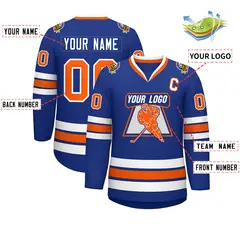Royal Orange-White Classic Style Hockey Jersey 2