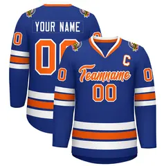 Royal Orange-White Classic Style Hockey Jersey 1