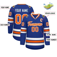 Royal Orange-White Classic Style Hockey Jersey 2