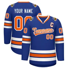 Royal Orange-White Classic Style Hockey Jersey 1