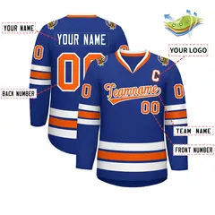 Royal Orange-White Classic Style Hockey Jersey 2